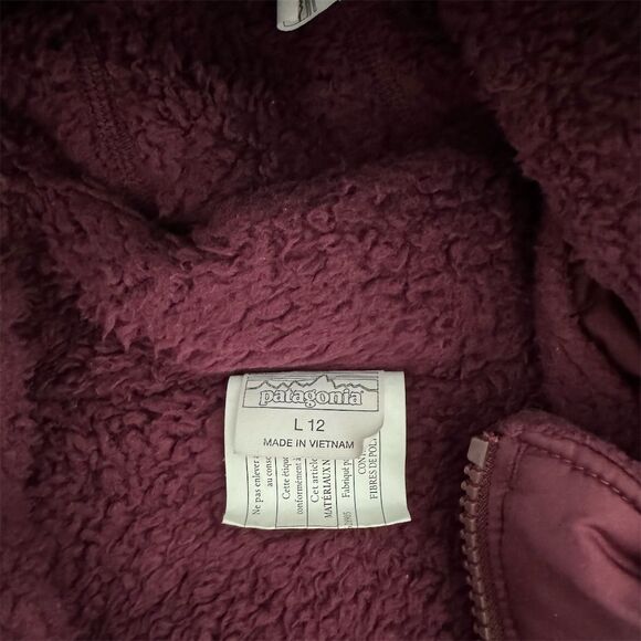 Patagonia Girls' Reversible Hoody Jacket Purple Size L Quilted Fleece - Picture 5 of 9